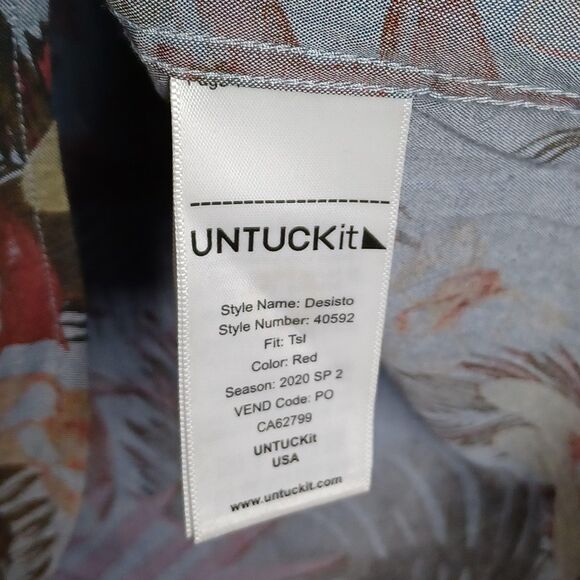 Untuckit Shirt Mens XL Tall Slim Desisto Floral Hawaiian Button Up Vacation - Picture 6 of 13